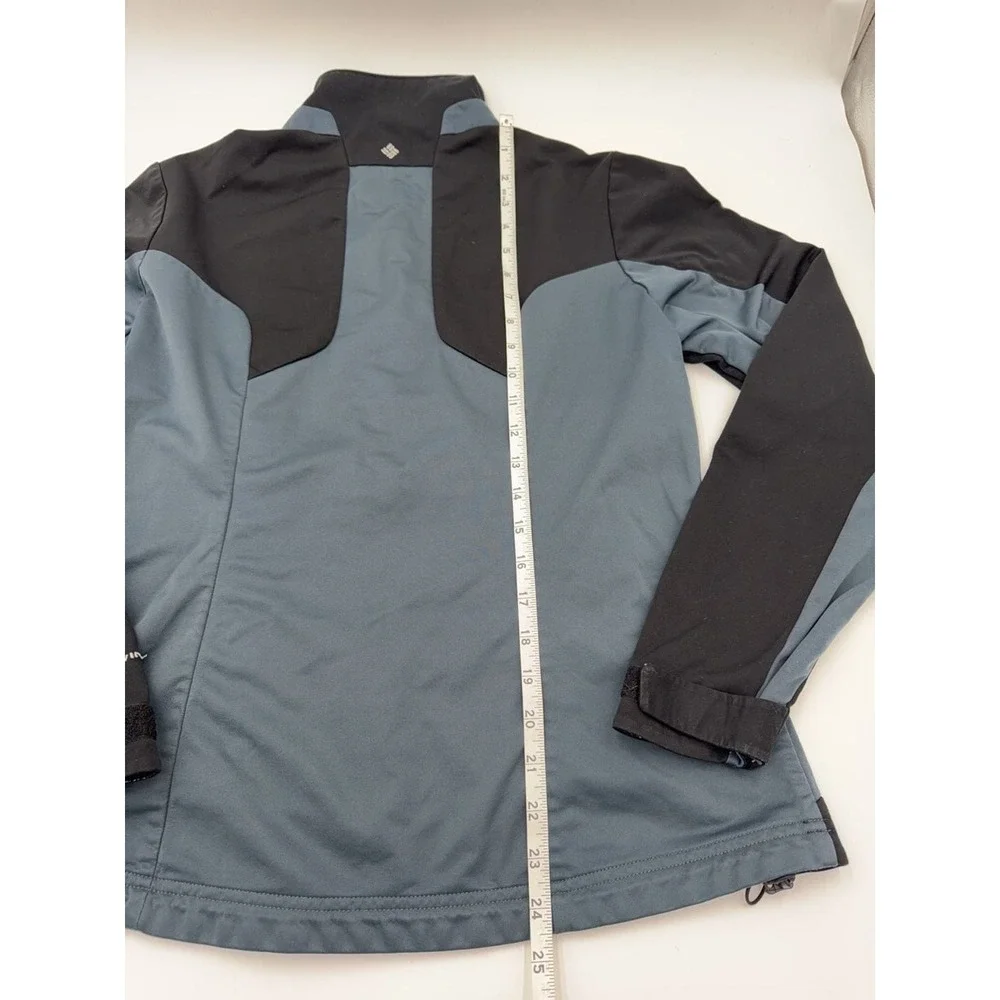 Columbia Softshell Jacket‎ M Omni-Wind Block Full Zip Outdoor Hiking Black Blue